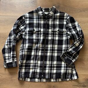 Jones New York Black and White Plaid Casual Button Down Shirt